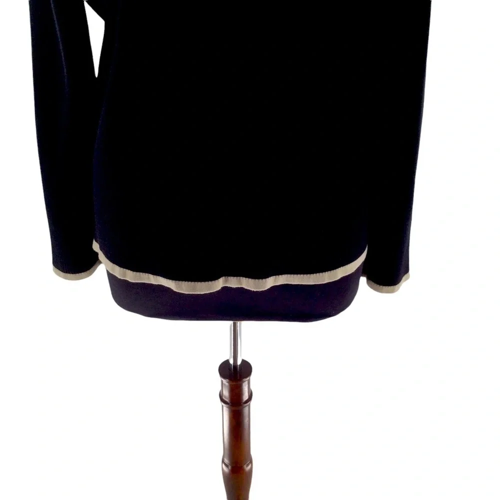 Lane Bryant Ribbed Crew Neck Black and Beige‎ Zip Front Cardigan